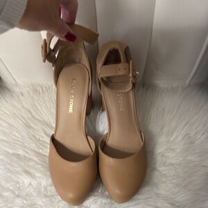 Sun + Stone Tan Heeled Sandals